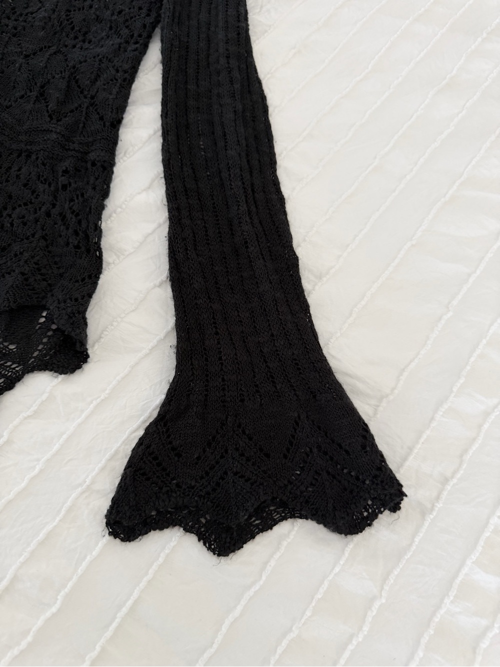 American Rag Black Knit Lace Long Sleeve Top - Picture 5 of 5